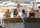The Pussycat Dolls girls in bikinis aboard a yacht in Ibiza