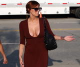Ashlee Simpson shows very big braless cleavage in Hollywood