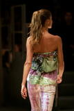 Gisele Bundchen at runaway wears a creation by Colcci during the Sao Paulo Fashion Week